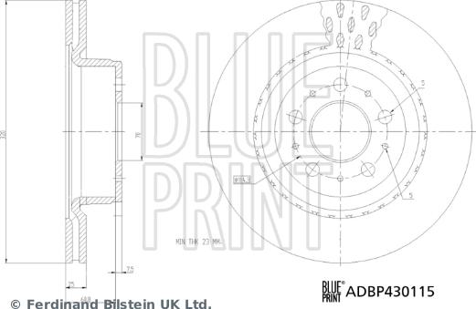 Blue Print ADBP430115 - Гальмівний диск autozip.com.ua