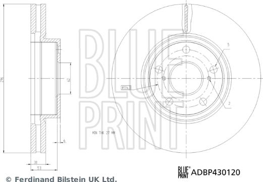 Blue Print ADBP430120 - Гальмівний диск autozip.com.ua
