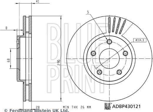 Blue Print ADBP430121 - Гальмівний диск autozip.com.ua