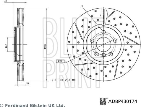 Blue Print ADBP430174 - Гальмівний диск autozip.com.ua