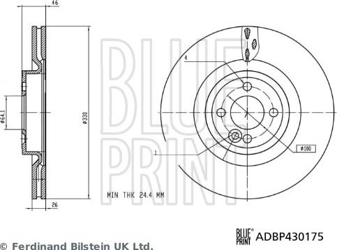 Blue Print ADBP430175 - Гальмівний диск autozip.com.ua