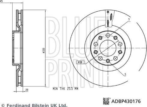 Blue Print ADBP430176 - Гальмівний диск autozip.com.ua