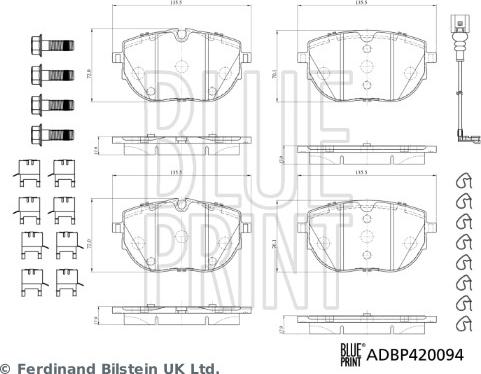 Blue Print ADBP420094 - Гальмівні колодки, дискові гальма autozip.com.ua