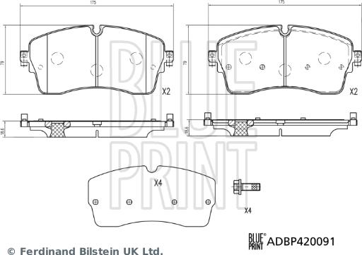 Blue Print ADBP420091 - Гальмівні колодки, дискові гальма autozip.com.ua