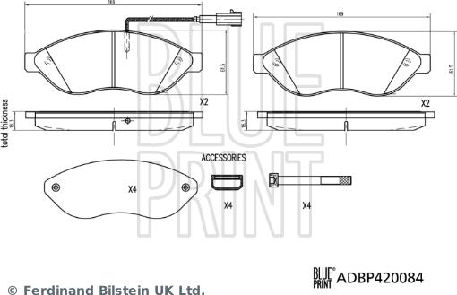 Blue Print ADBP420084 - Гальмівні колодки, дискові гальма autozip.com.ua