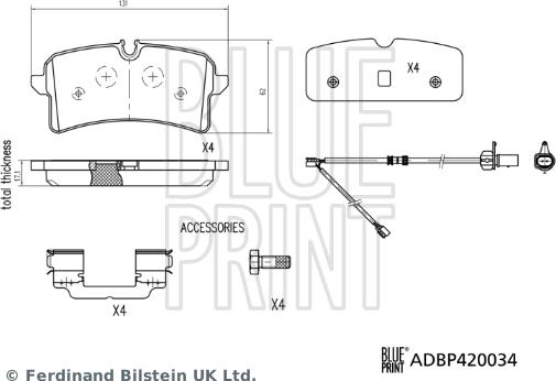 Blue Print ADBP420034 - Гальмівні колодки, дискові гальма autozip.com.ua