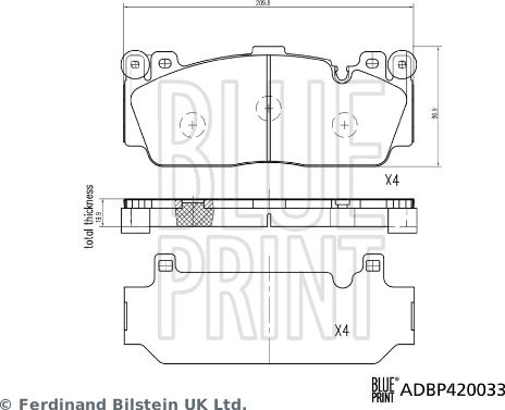 Blue Print ADBP420033 - Гальмівні колодки, дискові гальма autozip.com.ua