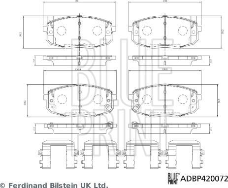 Blue Print ADBP420072 - Гальмівні колодки, дискові гальма autozip.com.ua