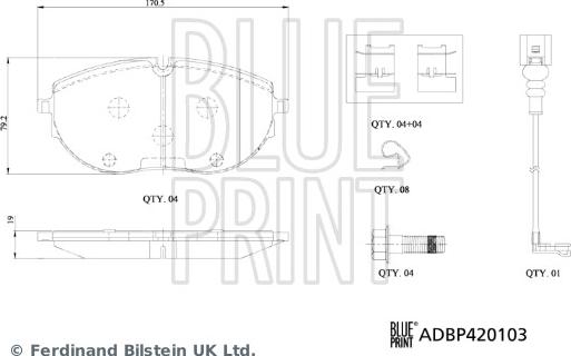 Blue Print ADBP420103 - Гальмівні колодки, дискові гальма autozip.com.ua