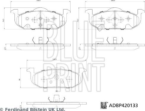 Blue Print ADBP420133 - Гальмівні колодки, дискові гальма autozip.com.ua