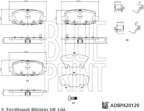 Blue Print ADBP420129 - Гальмівні колодки, дискові гальма autozip.com.ua