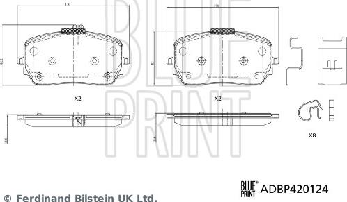 Blue Print ADBP420124 - Гальмівні колодки, дискові гальма autozip.com.ua