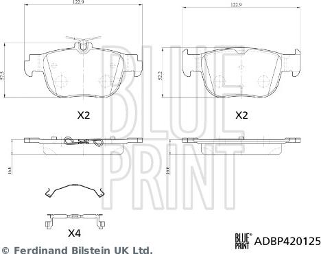 Blue Print ADBP420125 - Гальмівні колодки, дискові гальма autozip.com.ua