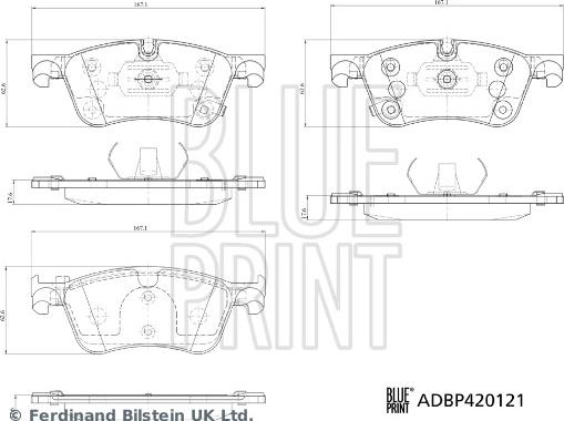 Blue Print ADBP420121 - Гальмівні колодки, дискові гальма autozip.com.ua