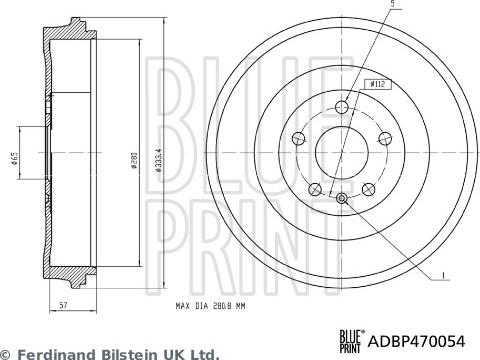Blue Print ADBP470054 - Гальмівний барабан autozip.com.ua