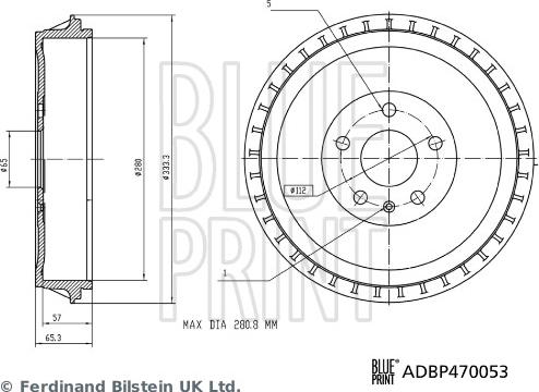 Blue Print ADBP470053 - Гальмівний барабан autozip.com.ua
