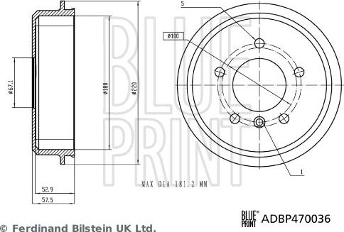 Blue Print ADBP470036 - Гальмівний барабан autozip.com.ua