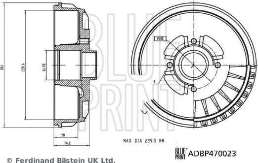 Blue Print ADBP470023 - Гальмівний барабан autozip.com.ua