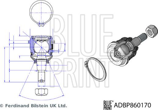 Blue Print ADBP860170 - Шарова опора, несучий / направляючий шарнір autozip.com.ua