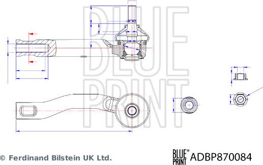 Blue Print ADBP870084 - Наконечник рульової тяги, кульовий шарнір autozip.com.ua