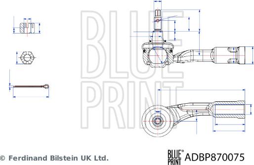 Blue Print ADBP870075 - Наконечник рульової тяги, кульовий шарнір autozip.com.ua