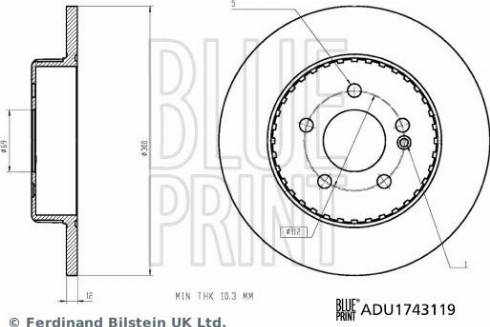 Blue Print ADU1743119 - Гальмівний диск autozip.com.ua