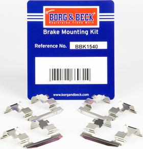 Borg & Beck BBK1540 - Комплектуючі, колодки дискового гальма autozip.com.ua