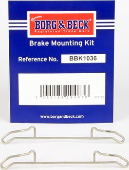 Borg & Beck BBK1036 - Комплектуючі, колодки дискового гальма autozip.com.ua