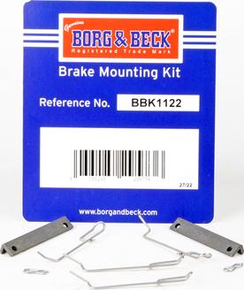 Borg & Beck BBK1122 - Комплектуючі, колодки дискового гальма autozip.com.ua
