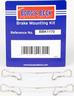 Borg & Beck BBK1170 - Комплектуючі, колодки дискового гальма autozip.com.ua