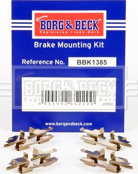 Borg & Beck BBK1385 - Комплектуючі, колодки дискового гальма autozip.com.ua