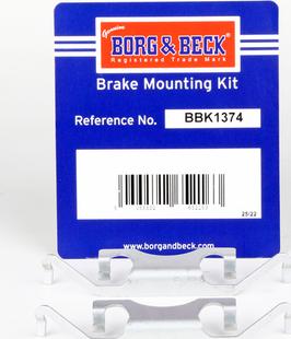 Borg & Beck BBK1374 - Комплектуючі, колодки дискового гальма autozip.com.ua