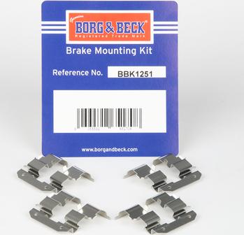 Borg & Beck BBK1251 - Комплектуючі, колодки дискового гальма autozip.com.ua