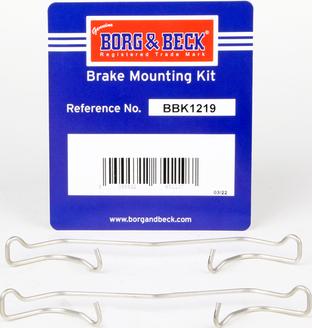 Borg & Beck BBK1219 - Комплектуючі, колодки дискового гальма autozip.com.ua
