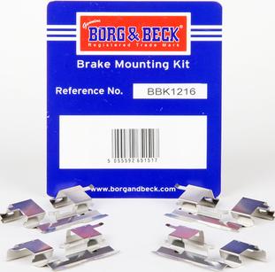Borg & Beck BBK1216 - Комплектуючі, колодки дискового гальма autozip.com.ua