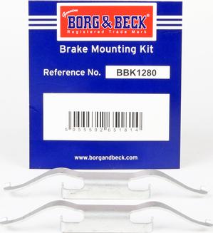 Borg & Beck BBK1280 - Комплектуючі, колодки дискового гальма autozip.com.ua