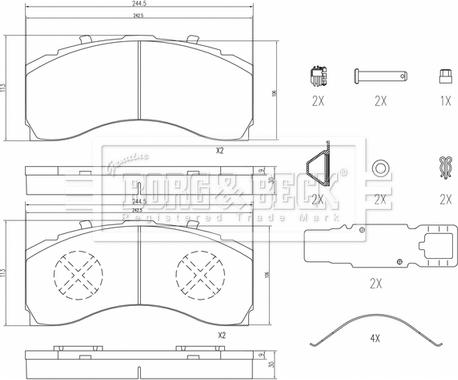 Borg & Beck BBP33015 - Гальмівні колодки, дискові гальма autozip.com.ua