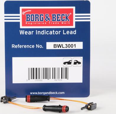 Borg & Beck BWL3001 - Сигналізатор, знос гальмівних колодок autozip.com.ua