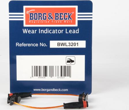 Borg & Beck BWL3201 - Сигналізатор, знос гальмівних колодок autozip.com.ua