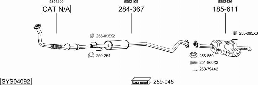 Bosal SYS04092 - Система випуску ОГ autozip.com.ua