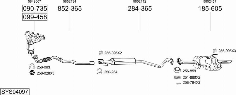 Bosal SYS04097 - Система випуску ОГ autozip.com.ua