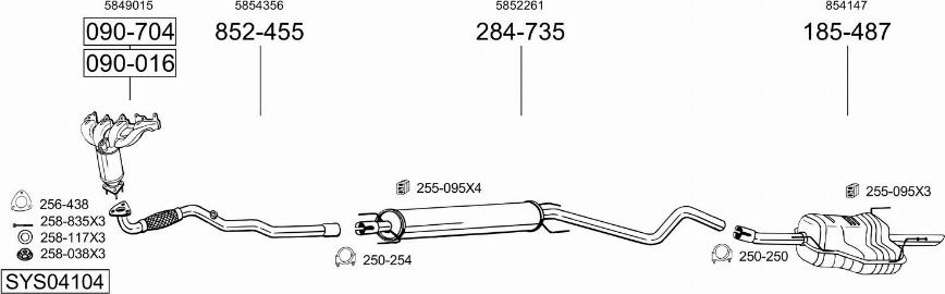 Bosal SYS04104 - Система випуску ОГ autozip.com.ua