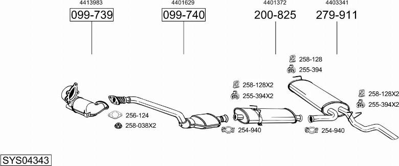 Bosal SYS04343 - Система випуску ОГ autozip.com.ua