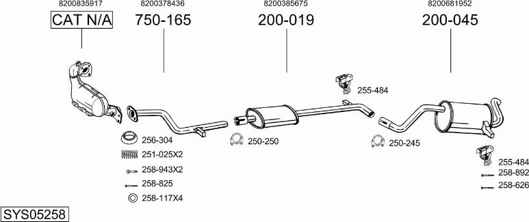 Bosal SYS05258 - Система випуску ОГ autozip.com.ua