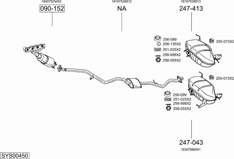 Bosal SYS00450 - Система випуску ОГ autozip.com.ua