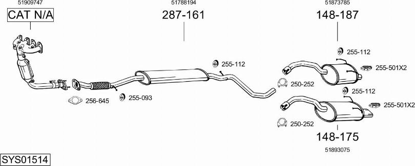 Bosal SYS01514 - Система випуску ОГ autozip.com.ua