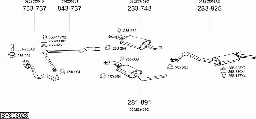 Bosal SYS08028 - Система випуску ОГ autozip.com.ua