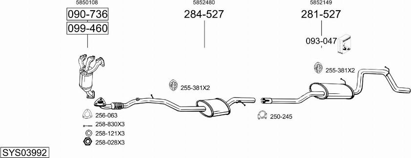 Bosal SYS03992 - Система випуску ОГ autozip.com.ua