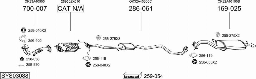 Bosal SYS03088 - Система випуску ОГ autozip.com.ua