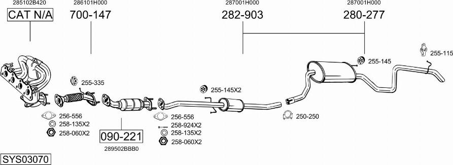 Bosal SYS03070 - Система випуску ОГ autozip.com.ua